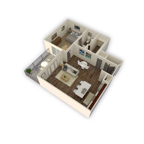 Floor plan for 1 bed, 1 bath, 900 sqft